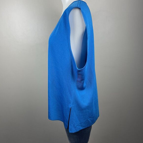Exclusivel MISOOK Side Slit Vneck Sleeveless Knit Tank Top Blue Sz 2X - Picture 3 of 7